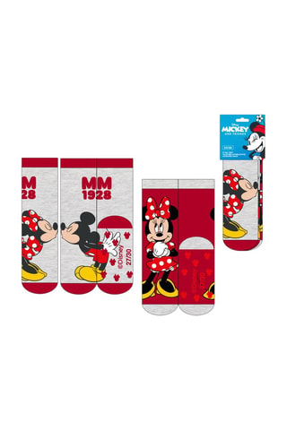 2 paia di calze Topolino & Minni Disney - Rosso e grigio melange - Rosso e grigio