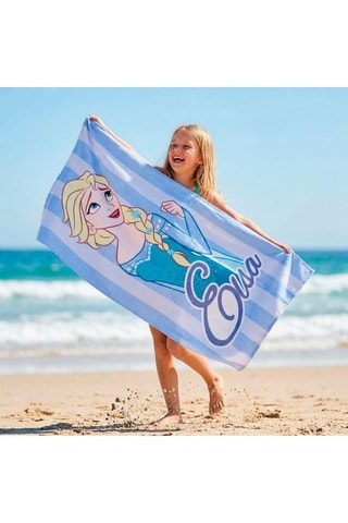 Telo mare Elsa Frozen Disney - Blu e bianco - 70 x 140 cm - Blu