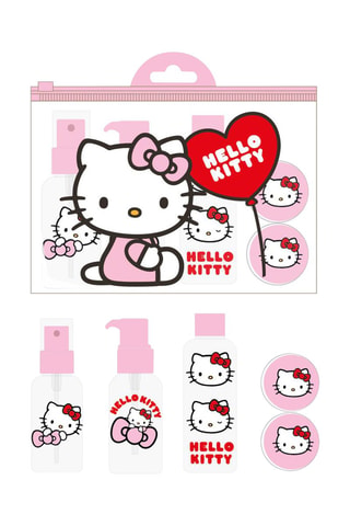 Trousse de toilette garnie Hello Kitty Sanrio - 5 pièces - Blanc et rose