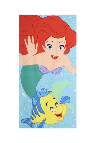 Telo doccia Ariel e Flounder La sirenetta Disney - Celeste - 70 x 140 cm - Rosso, blu e verde