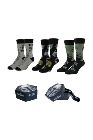 3 paia di calze The Mandalorian Star Wars - Grigio chiaro melange, nero e verde - Multicolore