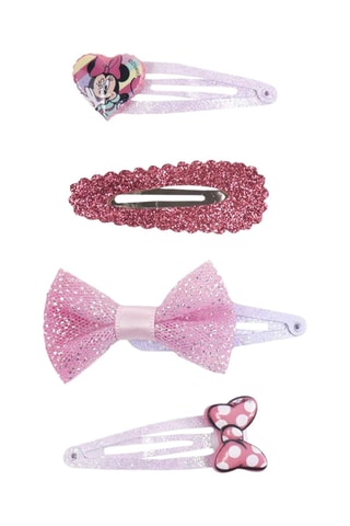 4 pinze per capelli Minni Disney - Rosa e rosso