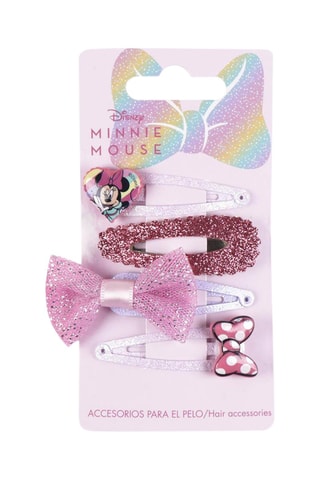4 pinze per capelli Minni Disney - Rosa e rosso