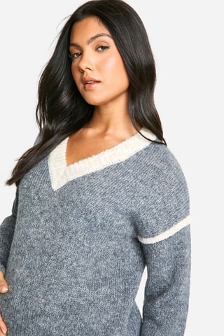 Pull - Gris chiné et blanc