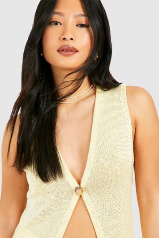 Gilet long sans manches - Jaune