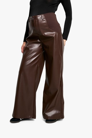 Pantalon wide legs de maternité - Marron foncé
