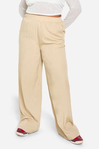 Pantalon wide legs taille haute - Beige