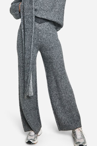 Pantalon wide legs - Gris chiné