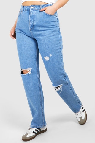 Jean straight taille haute - Bleu clair