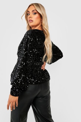 Top portefeuille en velours - Noir