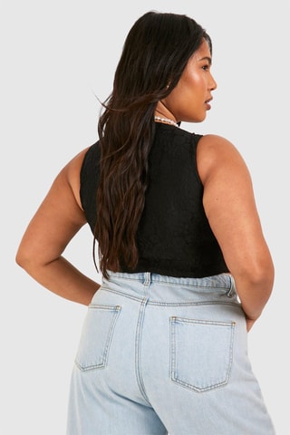 Crop top en dentelle - Noir