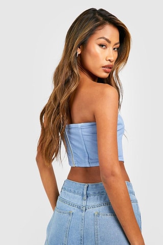 Top bustier en jean - Ciel