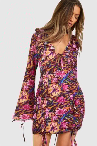 Robe fourreau - Orange et noir