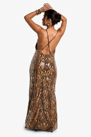 Robe longue - Marron et noir