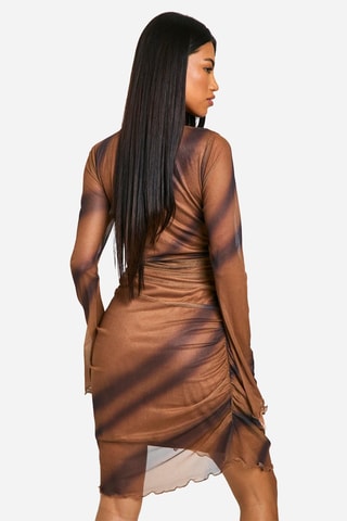 Abito taglio dritto tie and dye - Marrone