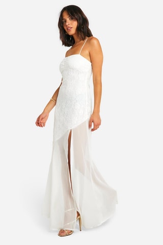 Robe longue en dentelle - Blanc