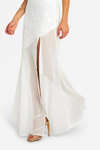 Robe longue en dentelle - Blanc