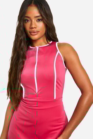 Robe fourreau - Fuchsia et blanc