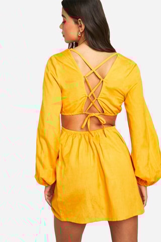 Robe patineuse en lin - Orange