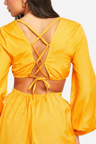 Robe patineuse en lin - Orange