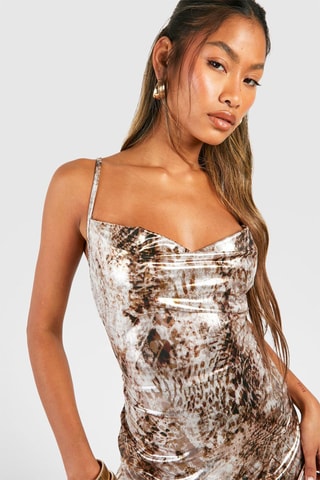 Abito drappeggiato - Argentato e marrone