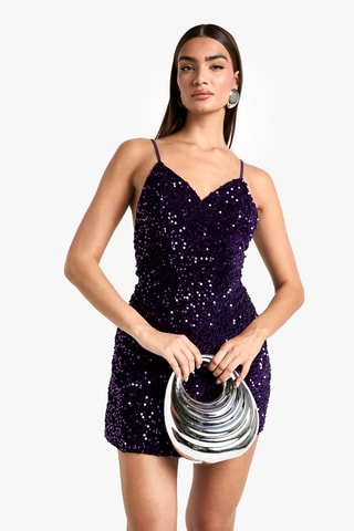 Robe fourreau en velours - Violet