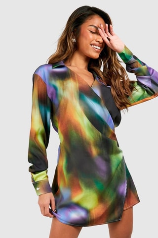 Robe portefeuille - Vert clair et violet