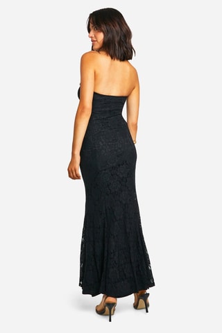 Abito bustier in pizzo - Nero