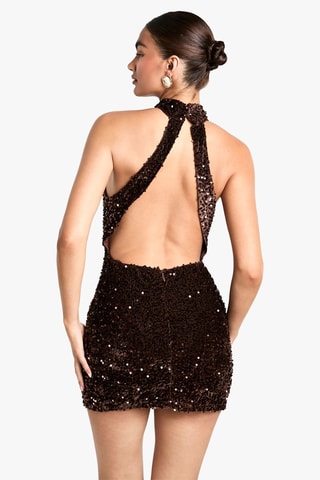 Robe fourreau en velours - Marron