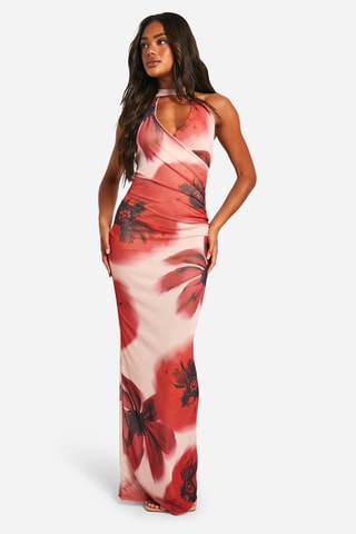 Robe longue - Rose poudré et rouge