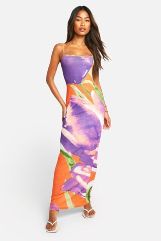 Robe longue - Violet et orange