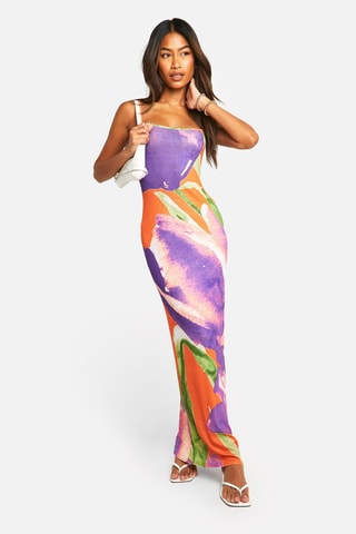 Robe longue - Violet et orange