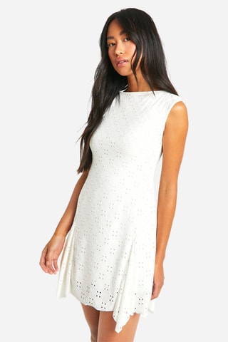 Robe trapèze en broderie anglaise - Blanc