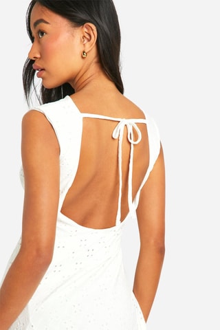 Robe trapèze en broderie anglaise - Blanc