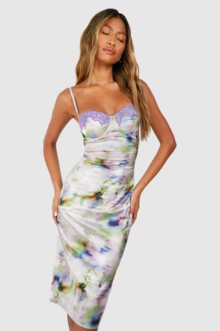 Robe fourreau - Ecru et violet