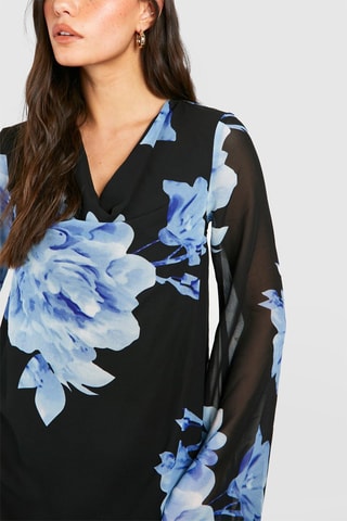 Robe droite - Noir et ciel