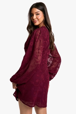 Robe droite en dentelle - Bordeaux