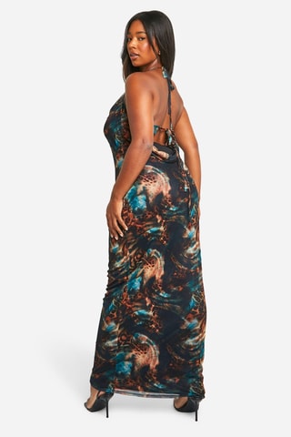 Robe longue - Noir et turquoise