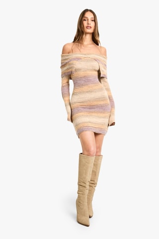 Robe pull - Beige et mauve