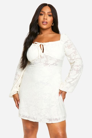 Robe trapèze en dentelle - Blanc