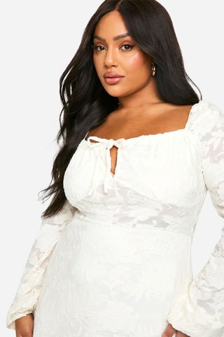 Robe trapèze en dentelle - Blanc