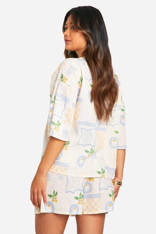 Blouse - Ecru et ciel