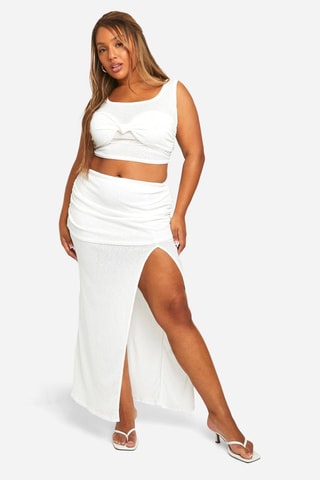 Crop top et jupe longue taille haute - Blanc