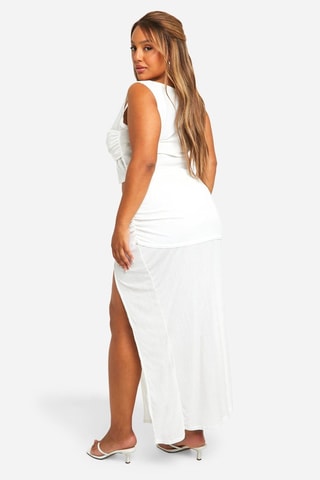 Crop top et jupe longue taille haute - Blanc
