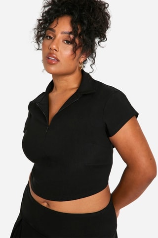 Crop top et jupe plissée taille haute - Noir