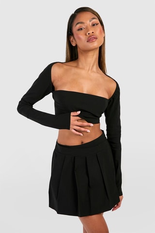 Crop top et jupe portefeuille - Noir