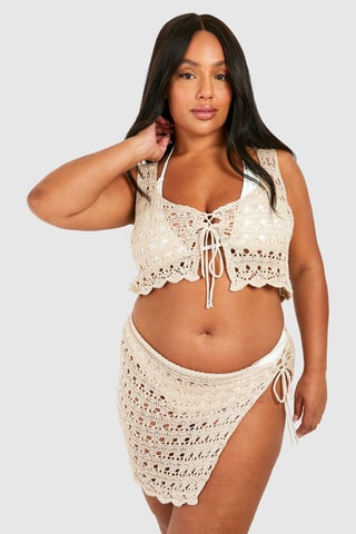 Crop top de plage et paréo - Ecru