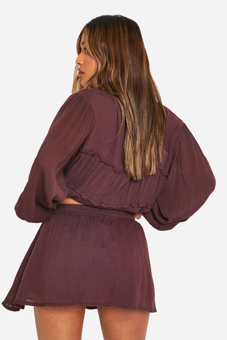 Minijupe taille haute - Marron foncé