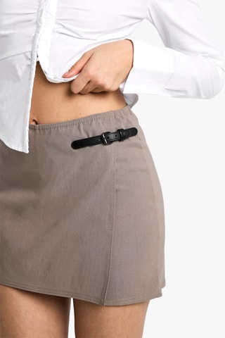 Jupe-short taille haute - Taupe