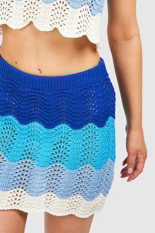 Jupe droite taille haute - Bleu